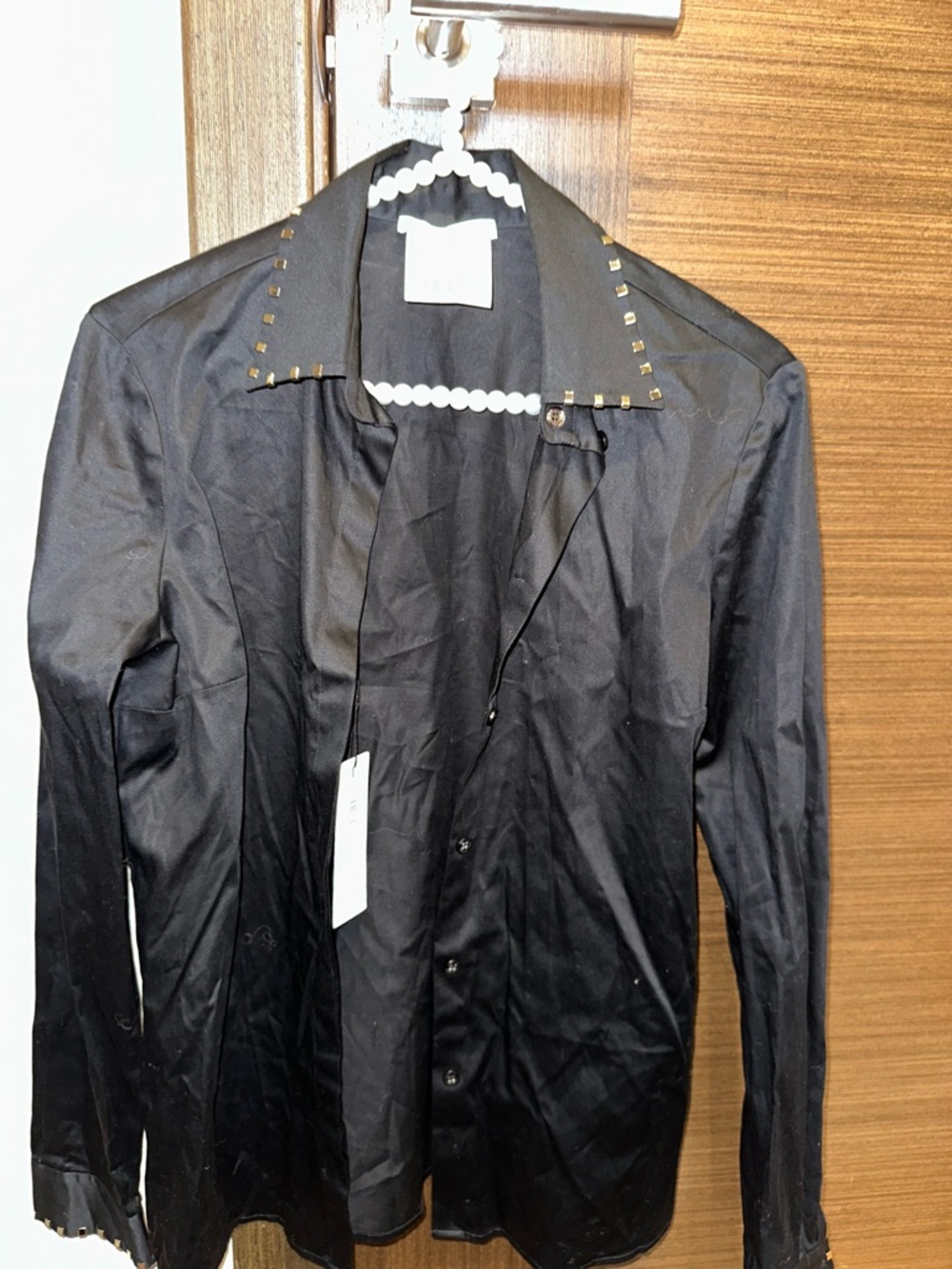 Versace Collection Black Stud-Trim Lightweight Shirt size 40